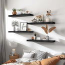 Black Wood Floating Shelves for Wall Rustic Wall Shelves for Bedroom Set of 6 by CozyNest Decor