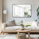Fabuday Big Black Bathroom Mirror for Over Sink Wall - 26x38 Rounded Rectangle Mirror with Matte Metal Frame, Large Rectangular Vanity Mirrors for Bedroom, Entryway, Horizontally/Vertically by CozyNest Decor
