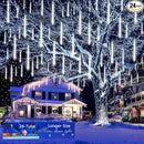 Aokudoni Christmas Lights Outdoor, 24 Tubes Meteor Shower Lights (Equivalent to 3 Sets of 8-Tubes), Waterproof Outside Christmas Decorations for Tree Window Yard Party Holiday, UL Plug, White by GreenHaven Gardens