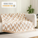 Snuggle Sac Beige Twin Size Blankets for Bed, Super Soft Warm Blankets Oversized Cozy Knit Fuzzy Blanket for Living Room, Chevron Beige,60x80 inches by TinyTreasures Baby Boutique