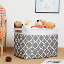 DULLEMELO Foldable Nursery Storage Baskets Canvas Storage Bins for Organizing 2 Pack Collapsible Home Organizer With Leather Handles (White&Lattice Grey) by TinyTreasures Baby Boutique