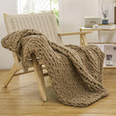 WESHIONGOO Chunky Knit Blanket Throw 40"×40" Knitted Throw Blankets for Couch Bed Fluffy Soft Blanket with Jumbo Chenille Yarn Thick 100% Handmade (Brown) by CozyNest Decor