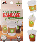 BioSwiss Bandages, Coffee Cup Shaped Self Adhesive Bandage, Latex Free Sterile Wound Care, Fun First Aid Kit Supplies for Kids, 24 Count by TinyTreasures Baby Boutique