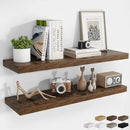 RICHFOCUS 40Inch Floating Shelves for Wall 2 Pack Shelves for Bedroom|Kitchen|Bathroom Wall Mounted Rustic Wood Floating Shelf with Invisible Brackets for Books|Storage|Decor, Rustic Brown by CozyNest Decor