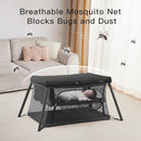 2 in 1 Portable Travel Crib for Toddler, Foldable Crib for Baby, Lightweight Playpen Collapsible Playard with Soft Mattress, Easy to Carry Baby Travel Bed for Outdoor, Indoor (Black) by TinyTreasures Baby Boutique