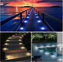 Quntis Solar Deck Lights for Outside, 3 Color Modes Solar Driveway Lights Outdoor IP68 Waterproof, Deck Light for Stair Pathway Walkway Road (Blue/Cool White/Warm White) 8 Pack by GreenHaven Gardens