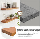 Floating Shelves for Wall, USA-Sourced Cherry Wood 24 Inch Wall Shelves Set of 2, Natural Wooden Wall Mounted Picture Ledge Shelf, Nursery Book Storage Shelf Kids Bookshelf, Display Shelf for Bathroom by CozyNest Decor