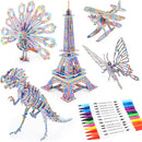 3D Coloring Puzzle Set, Arts and Crafts for Girls and Boys Age 6 7 8 9 10 11 12 Year Old, Fun Educational Painting Crafts Kit with Supplies for Kids, Birthday Toy Gift for Kids by TinyTreasures Baby Boutique