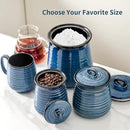 Hasense Ceramic Canister with Airtight Lid for Kitchen Counter, 88 Ounce Large Ceramic Food Storage Jar with Seal Ring for Serving Flour, Grain, Cereal, Pasta, Coffee, Sugar, Tea and Spice, Navy by CozyNest Decor