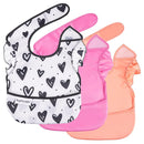 Tiny Twinkle Mess Proof Baby Bibs for Eating - Waterproof, Wipeable Bibs - Toddler Bibs - Travel Friendly - PFAS, PVC, BPA, Phthalate Free - Baby Food Bibs(3 Pack,Girl Hearts) by TinyTreasures Baby Boutique