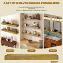 Floating Shelves 3 inch Thick for Wall Set of 2,Solid Pine Wood Wall Mount Shelf for Kitchen Living Room Bedroom Bathroom,8" D x 60" L x 3" H-Gold Oak by CozyNest Decor