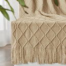 inhand Knitted Throw Blanket for Couch and Bed, Soft Living Room Home Decor Knitted Blanket with Tassel, Outdoor Lightweight Breathable Summer Blanket, Farmhouse Warm Woven Decorative, 50"x60" by CozyNest Decor