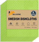 Swedish Dishcloths for Kitchen | 6 Pack Absorbent Cellulose Sponge Cloths Washable | Non-Scratch Reusable Paper Towels Quick Drying Cleaning Cloths - Lime Green by CozyNest Decor