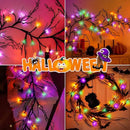 [ Timer & 8 Modes ] 6 Ft 54LED Halloween Willow Vine Twig Decor Branches Garland Decorations Orange ＆ Purple ＆ Green Lights -Battery Operated Garland for Indoor Wall Fireplace Halloween Decorations by CozyNest Decor