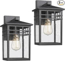 Outdoor Light Fixture Wall Mount, Modern Exterior Lights Fixture Wall Sconces with Seeded Glass for Front Porch, Farmhouse Waterproof Black Carriage Lantern Lamp Outside for Home, Garage, 2 Pack by GreenHaven Gardens