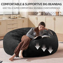 Bean Bag Chair 6Ft, Memory Foam Filled, Large Beanbag Chairs for Adults and Teens, Soft Sofa with Removable Flannel Cover, Round Couch for Living Room Bedroom College Dorm (Black, 6FT-67×67"×24") by CozyNest Decor