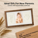 Baby Hand and Footprint Kit - Clay Handprint Keepsake Frame, Newborn Nursery Picture Frame, Personalized New Mom Gifts for Baby Shower & Registry (Medium Oak) by TinyTreasures Baby Boutique