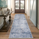 Runner Rug 2'6''x8' Kitchen Runner Rug: Modern Abstract Washable Area Rug with Non-Slip Backing, Thin Long Carpet Runner for Hallway, Bedroom, Laundry Room-Blue/Brown by TinyTreasures Baby Boutique