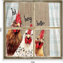 Visual Art Decor Rooster Decor Funny Chicken Picture Wall Decor Rustic Farmhouse Window Painting Framed 24x24 inch, Rustic Country Front Door Welcome Sign by CozyNest Decor