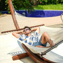 Lazy Daze Hammocks 10.5 FT Double 2 Person Caribbean Rope Hammock, Hand Woven Polyester Hammock with Spreader Bars, for Outside Outdoor Backyard Patio Poolside,450 LBS Capacity, Cream by GreenHaven Gardens