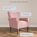 BELLEZE Modern Accent Chair for Living Room, High Back Armchair with Wooden Legs, Upholstered Wingback Side Chair Padded Armrest Single Sofa Club Chair for Living Room, Bedroom - Allston (Pink) by CozyNest Decor