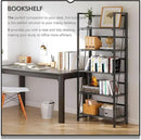 4NM No Assembly Foldable Bookshelf, 5-Shelf Collapsible Bookcase Storage for Small Spaces, 62.2" H, All Black by CozyNest Decor