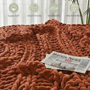 Esterra Chunky Knit Blanket Throw, 100% Handmade Chenille Throw Blanket 50"x60", Soft Thick Yarn Cable Knit Crochet Throw Blanket Rope Knot Throw for Couch Bed Sofa, Copper Brown by CozyNest Decor