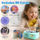 Kids Phonograph Toddler Record Player， with 96 Learning Cards, Early Education Machine Record Player Music Box Storyteller pop Speakers, Gift for Boys and Girls by TinyTreasures Baby Boutique