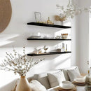48 Inch Floating Shelves for Wall Rustic Black Wood Wall Shelves for Bedroom Set of 4 by CozyNest Decor