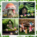 Glowing Miniature Fairy Garden Accessories, 4-Piece Miniature Fairy Figurines Glow in The Dark Fairy Door and Windows for Trees Set, Resin Light Up Sculpture Kit for Outdoor & Indoor Gardens by GreenHaven Gardens