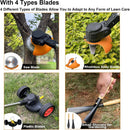 Electric Weed Wacker Eater Cordless Battery Powered, Weed Trimmer 21V Lightweight No-String with 2 Battery Operated & Wheels, 3 in 1 Stringless Grass Trimmer/Edger/Brush Cutter for Garden Yard Lawn by GreenHaven Gardens