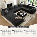 157.5" Cloud Couch Oversized Modular Sectional Sofa for Living Room,Modern Sofa with Deep Seat，8 Seater Boneless Couch with 2 Ottoman,Comfy Upholstered Couches for Apartment, Studio, Office,Black by CozyNest Decor