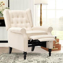 Mid Century Wingback Recliner Chair for Adults, Modern Linen Fabric Push Back Recliner Chairs with Button Tufted Upholstered Back & Footrest, Manual Recliner Chais for Living Room, Nursery, Beige by CozyNest Decor