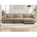 Modern Sectional Sofa With Ottoman, Round Bolster Armrests, Waist And Throw Pillows by HouseOfZazla