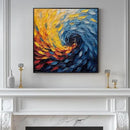 Framed Blue Modern Abstract Wall Art, Minimalist Large Canvas Paintings Artwork for Walls, Blue Yellow Art Prints Pictures for Living Room, Hallway, Bedroom, Office, Bathroom Wall Decor -24x24 Inch by CozyNest Decor