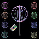 Christmas Ball Sphere 16IN 128LED Hanging Tree Light and Pathway Lights - Foldable Metal Frame, White, RGB by GreenHaven Gardens