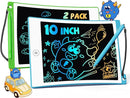 TEKFUN Toys for Kids, 10in 2 Pcs LCD Kids Writing Tablet Erasable Doodle Board Reusable Drawing Pad for Kids Boys with Anti-Lost Stylus, Car Trip Blue Toys Christmas Birthday Gift for Ages 3 4 5 6 7 by TinyTreasures Baby Boutique