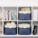 Bidtakay Storage Baskets Collapsible [3-Pack] Decorative Storage Bins with Cotton Rope Handles 15 X 11 X 9.5 Inch Organizing Baskets for Shelves Clothes Closet Navy Blue Baskets for Gifts Empty by TinyTreasures Baby Boutique