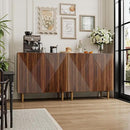 65 Inch Fluted TV Stand, Mid Century Modern Entertainment Center with Storage Cabinets & Adjustable Shelves, Media Console TV Credenza for Living Room, Dining Room, Hallway, Walnut by CozyNest Decor