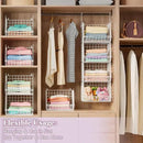 5 Tier Closet Hanging Organizer, Clothes Hanging Shelves with 4 Hanging Hooks 5 S Hooks, Wire Storage Basket Bins, for Clothing Sweaters Shoes Handbags Clutches Accessories Patent Design-White by CozyNest Decor
