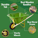 John Deere Deluxe 34" Wheelbarrow and Garden Set Includes 5 Realistic Gardening Tools,Gardening Apron, Gardening Gloves, Large Metal Wheelbarrow with Wooden Handles, Outdoor Toy Ages 5+ by TinyTreasures Baby Boutique