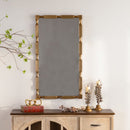 Gold Bamboo-Style Rectangular Wall Mirror, Textured Frame for Living Room/Bedroom/Entryway by HouseOfZazla