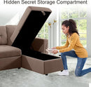 Naomi Home Transform Any Space: Sleeper Sectional Sofa with Convertible Sofa Bed & Inviting Chaise. Find Tranquil Comfort with Stress-Relieving Design & Durable Cushions - Mocha/Velvet by CozyNest Decor