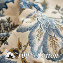 Snycler Boho Throw Blanket for Bed - 100% Cotton Ultra Soft Rustic Quilt - White Blue Floral Printed Farmhouse Decor Bed Blankets, 80"×90" All Season Rustic Throw for Sofa Couch Chair by CozyNest Decor