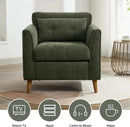 Modern Accent Chair with Wooden Legs Plush Fabric Armchair Cozy Reading Chair for Living Room, Bedroom, Study (Green Armchair) by CozyNest Decor