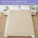 Bigacogo Chunky Knit Throw Blanket for Couch, 60x80 inches, 100% Hand Knitted with Thick Jumbo Chenille Yarn, Cozy Soft Large Rope Knot Cable Crochet Blankets for Sofa Bed Living Room, Beige by CozyNest Decor