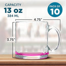 Libbey Clear Glass Coffee Mugs 13 oz. Set of 10, Bulk Pack - Perfect for Coffee, Tea, Espresso, Hot Cocoa, Other Beverages - Pink Bottom by TinyTreasures Baby Boutique
