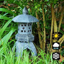 Pagoda Lantern Garden Statue with Solar Lotus Lights, Large Resin Japanese Temple Pagoda Lamp Asian Zen Outdoor Yard Decor for Landscape Patio Porch Lawn Decorations, Christmas Ornament Gift by GreenHaven Gardens
