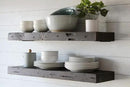 Urban Legacy Reclaimed Barn Joist Deep Floating Shelves | Deep Shelves with Low Profile Shelf Bracket with High Weight Capacity, Set of 2 (48" x 11" x 2.5", Rustic Brown) by CozyNest Decor