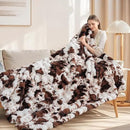 Touchat Cow Print Blanket for Couch, Faux Fur Throw Blanket, Super Heavy Warm Cozy Blankets for Bed Sofa, Bubble Plush Fuzzy Soft Mink Blanket for Living Room Bedroom, Cow Brown by CozyNest Decor
